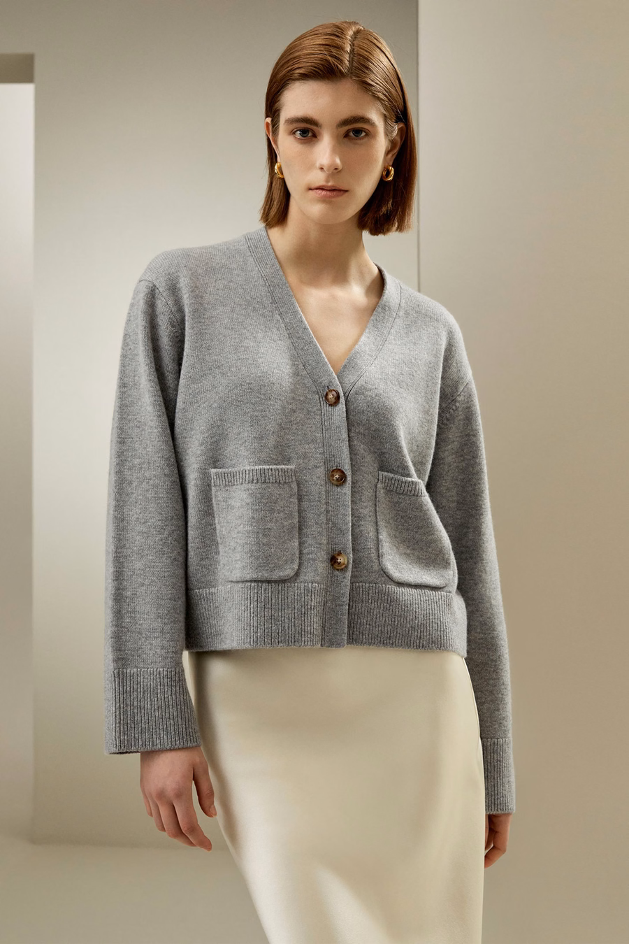 Cropped Wool-Cashmere Blend Cardigan