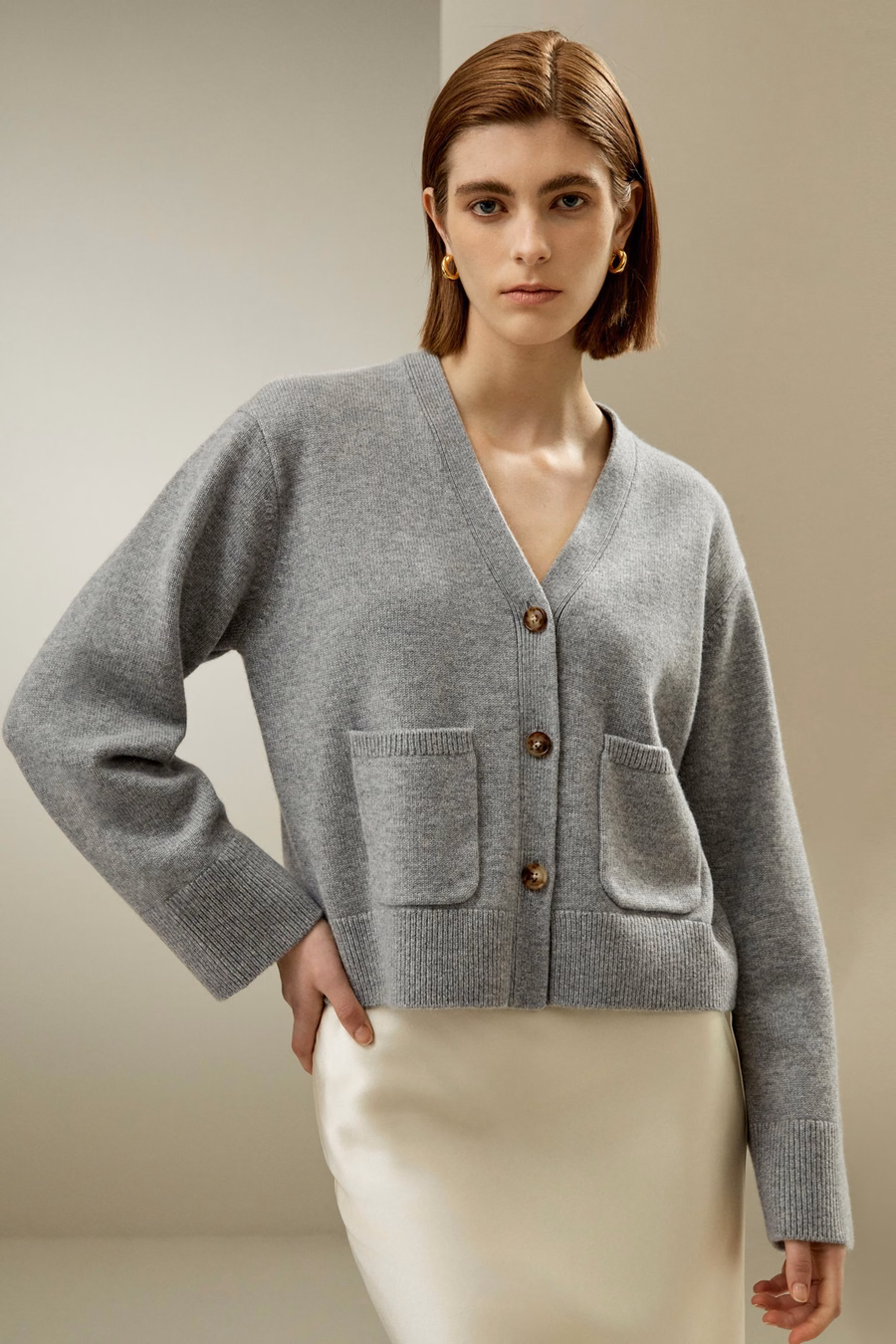 Cropped Wool-Cashmere Blend Cardigan