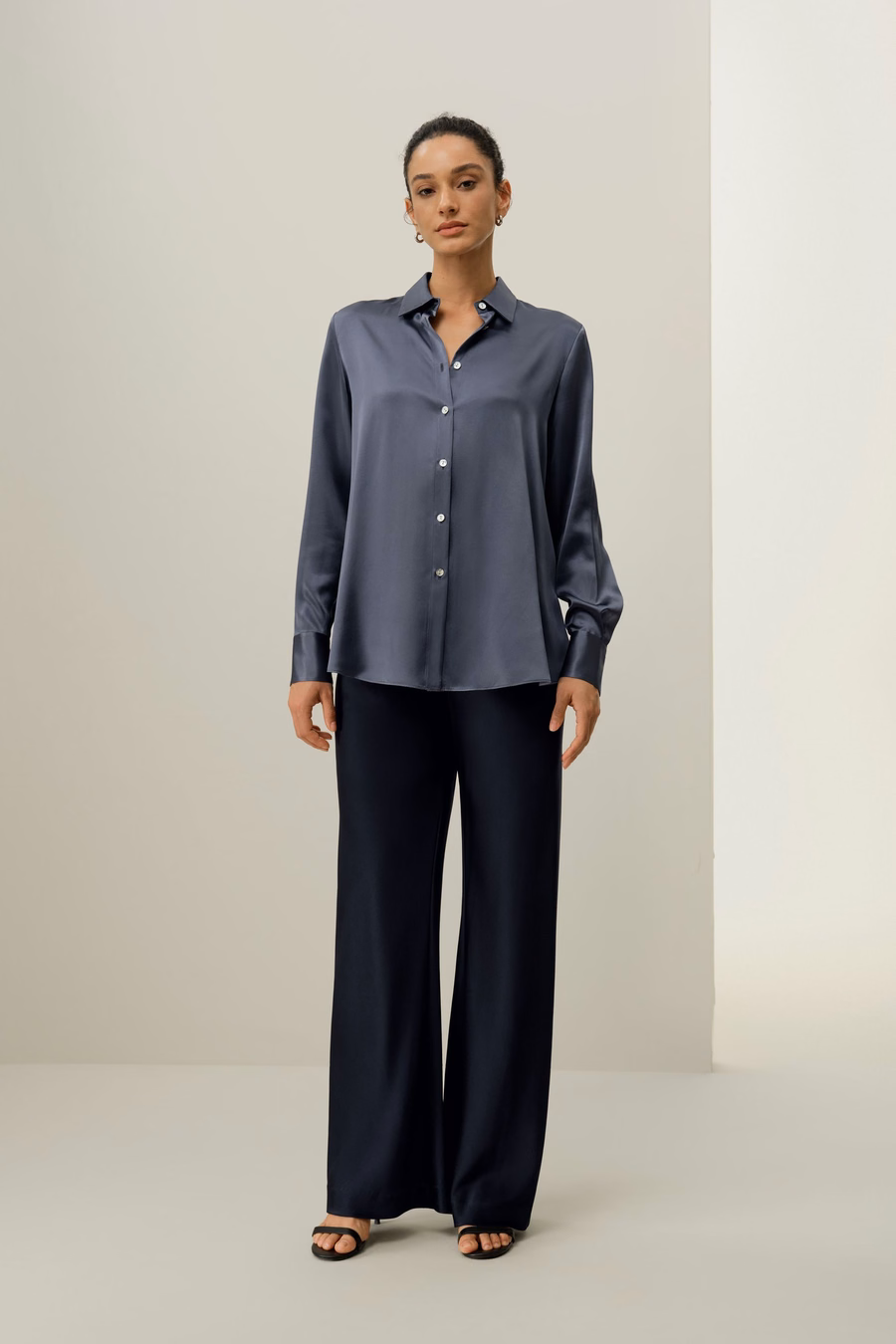 Convertible Silk Charmeuse Shirt