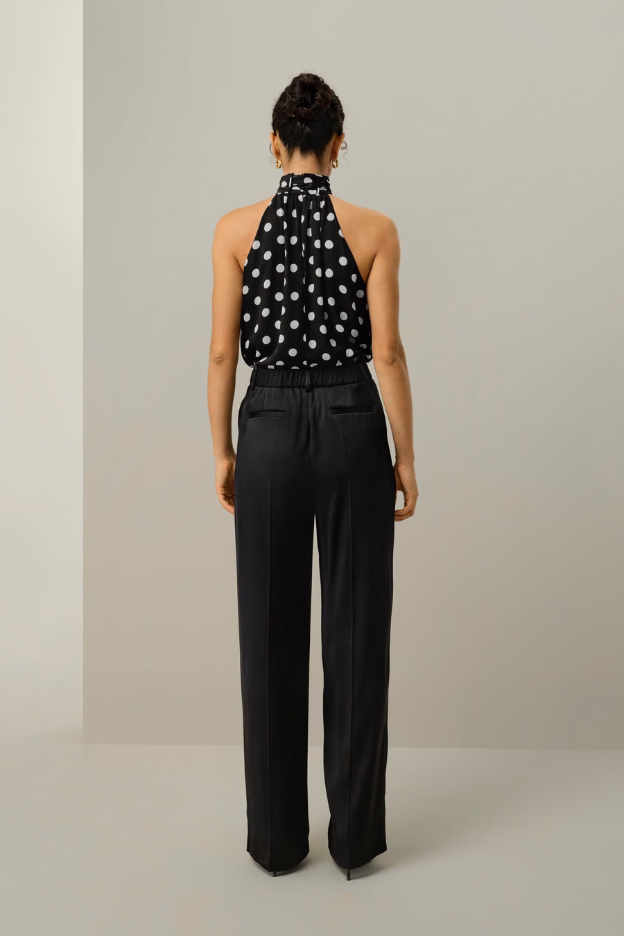 Convertible Silk Georgette Polka Dot Top
