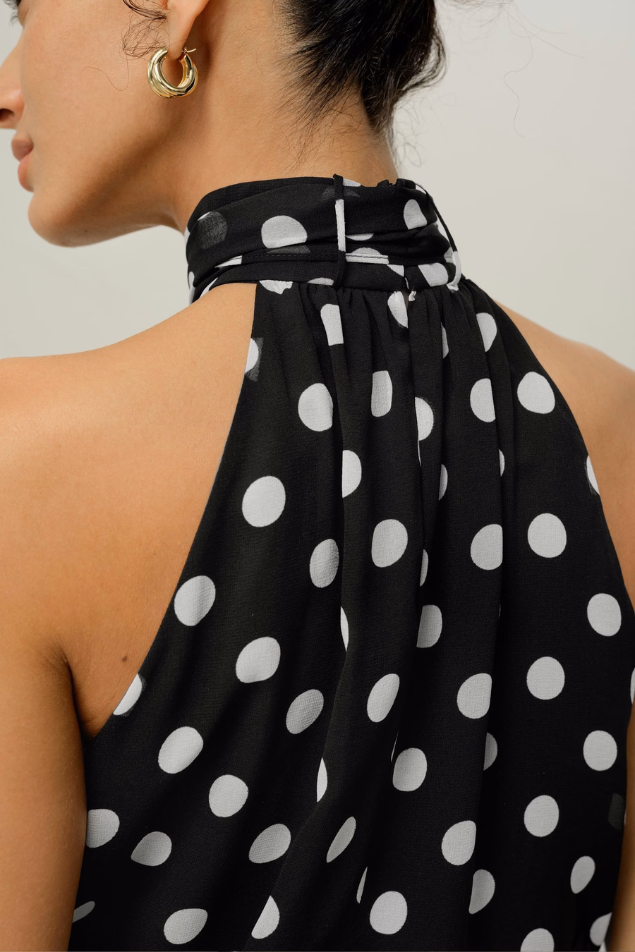 Convertible Silk Georgette Polka Dot Top