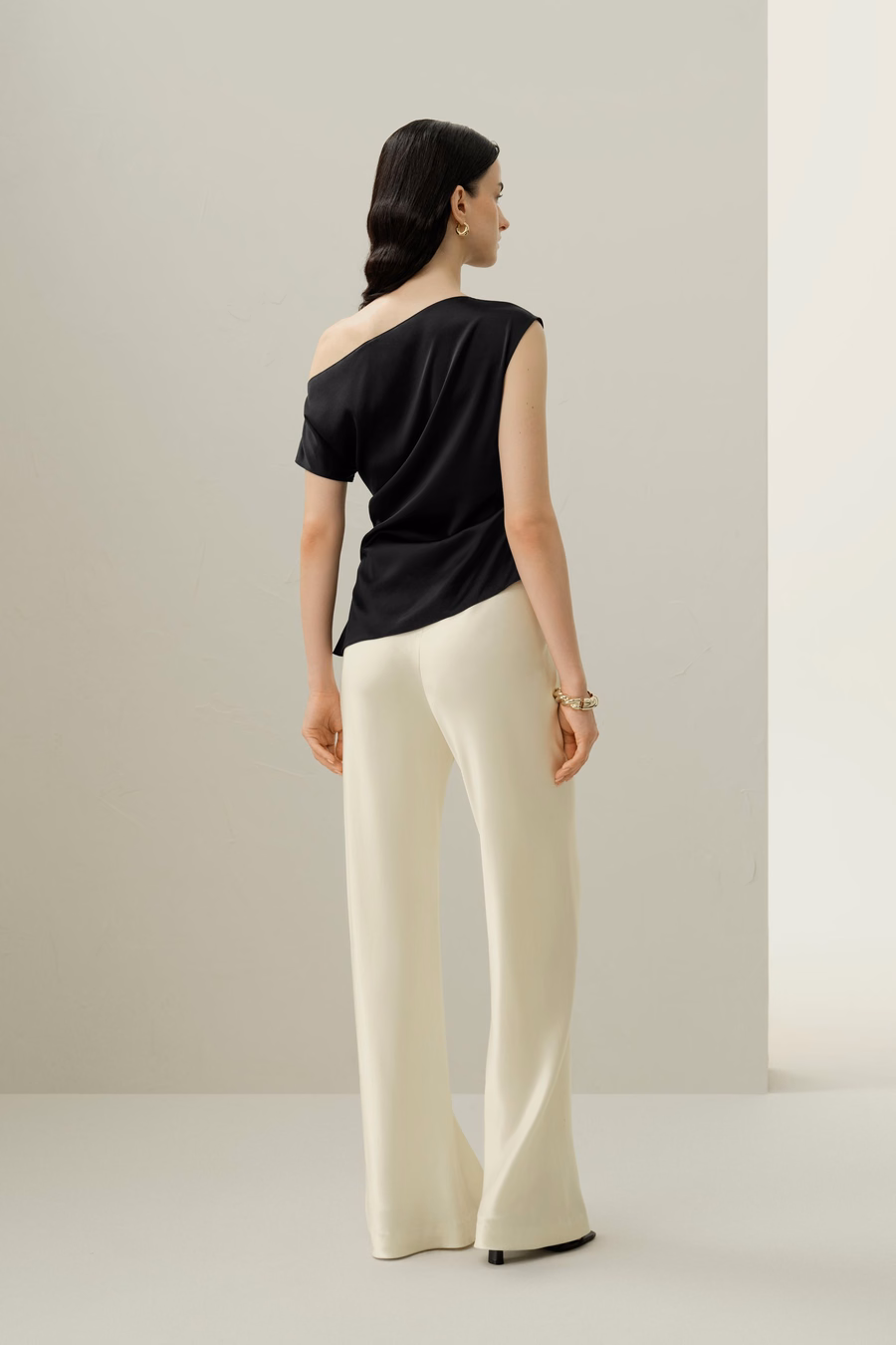 Stretch Charmeuse Asymmetric Top