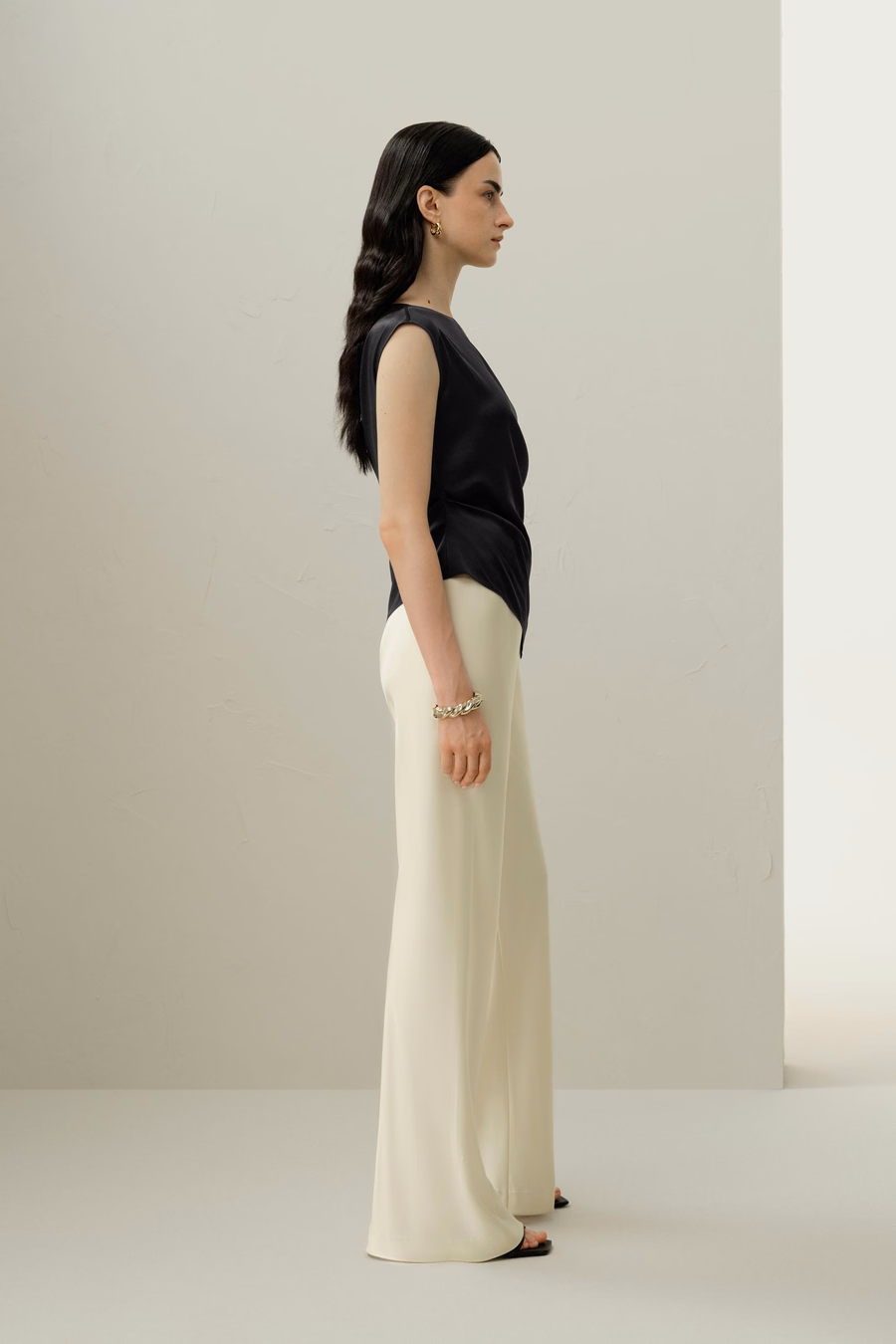 Stretch Charmeuse Asymmetric Top