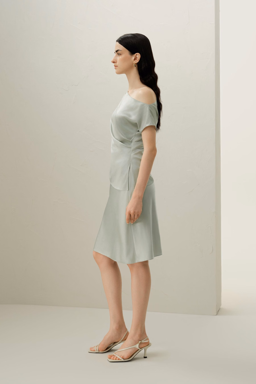 Stretch Charmeuse Asymmetric Top