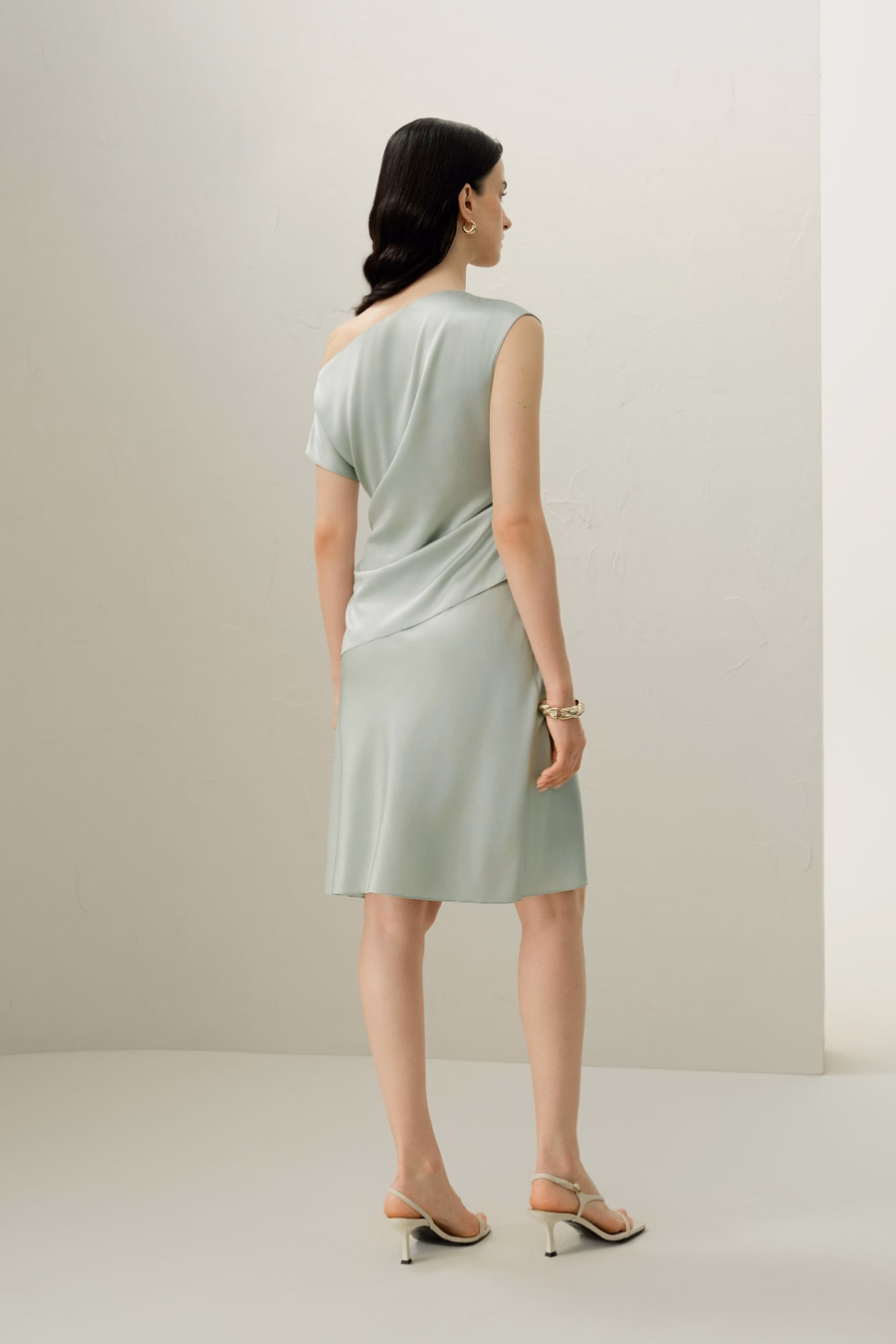 Stretch Charmeuse Asymmetric Top