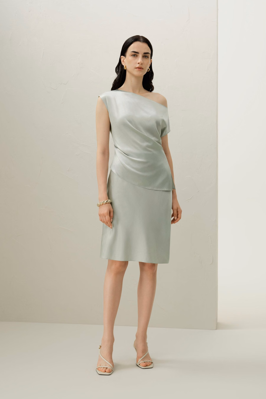 Stretch Charmeuse Asymmetric Top