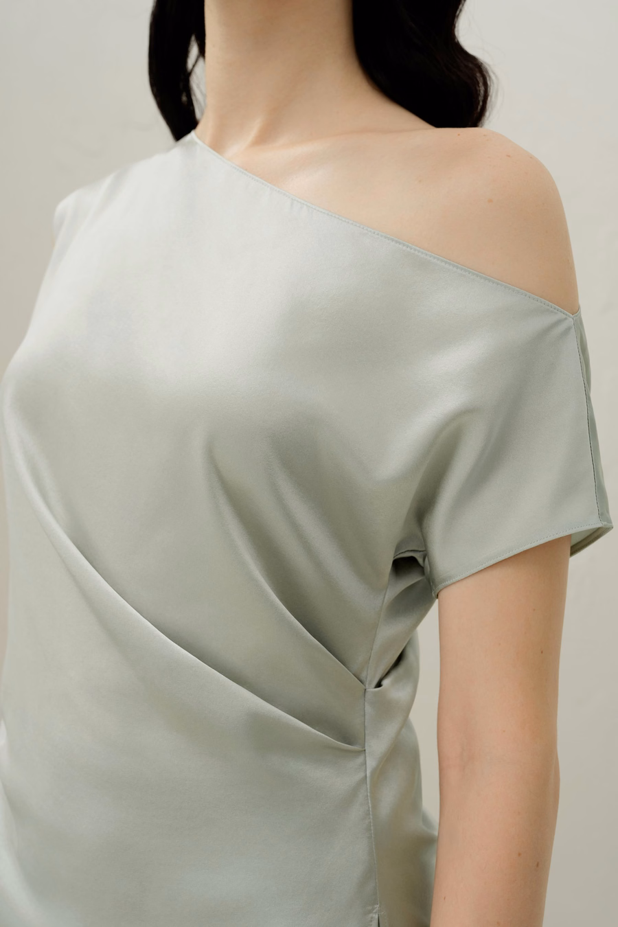 Stretch Charmeuse Asymmetric Top