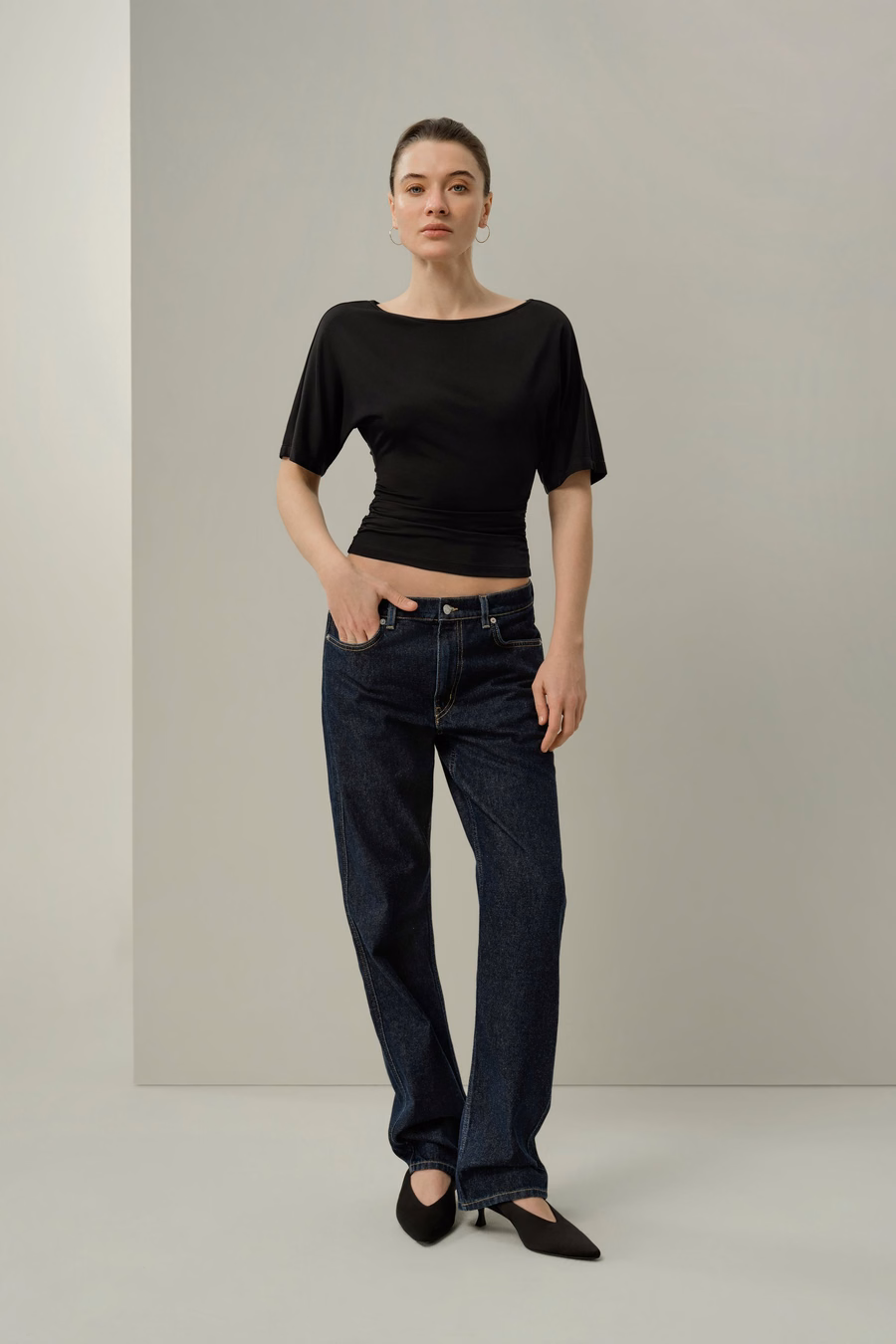 Silk Breeze Jersey Pleated Swing Tee