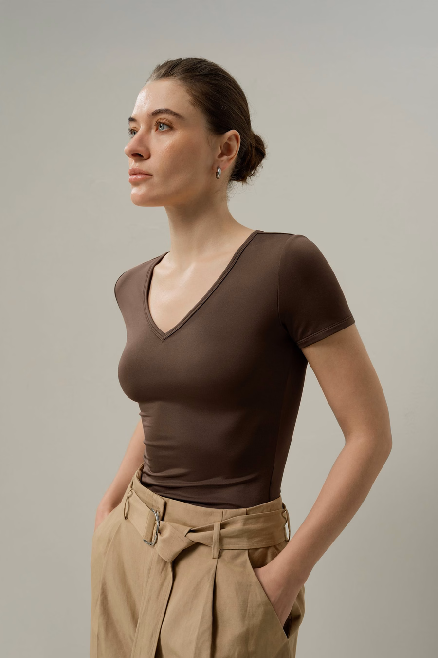 Silk Breeze Jersey V-neck Tee