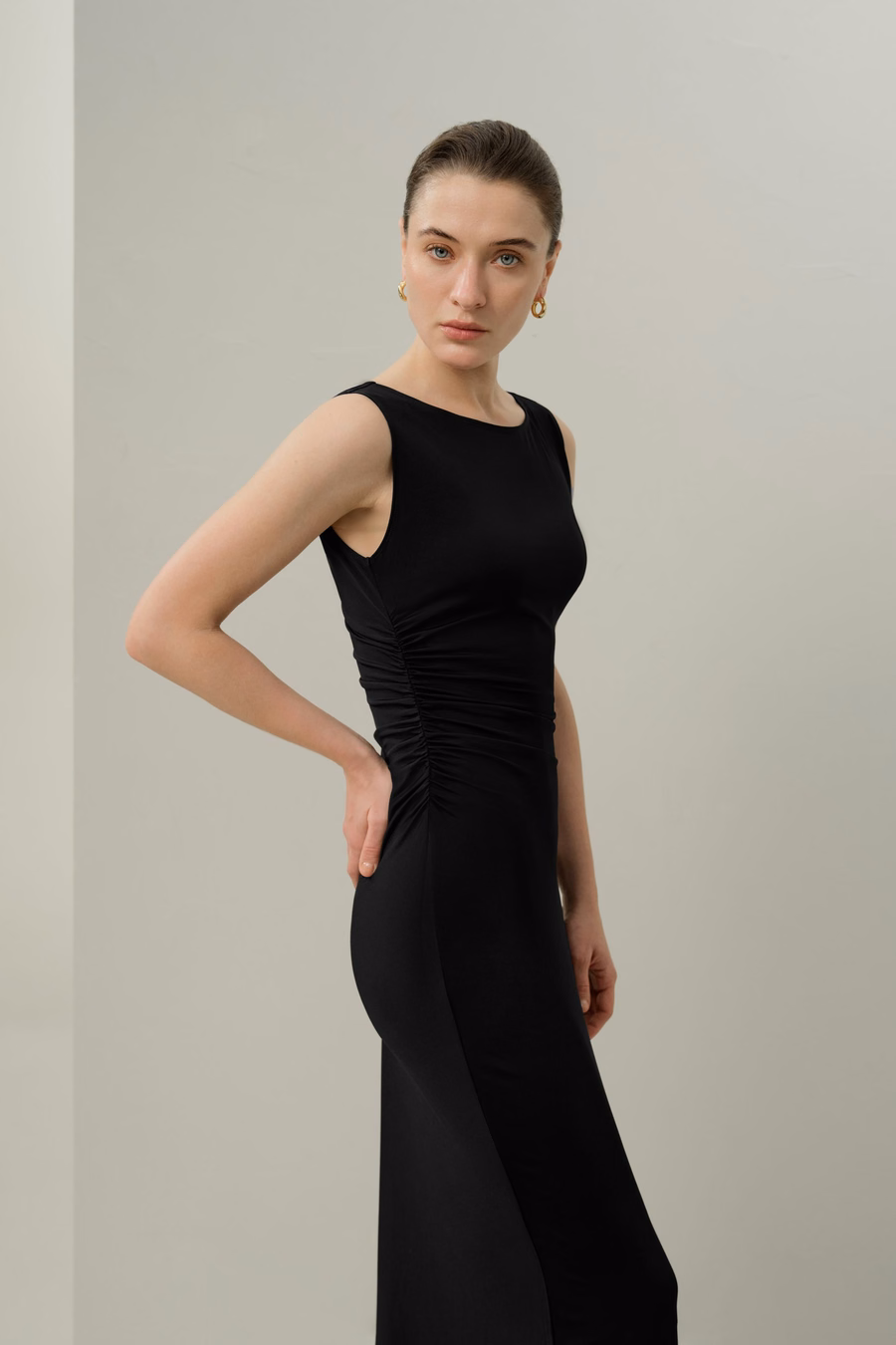 Silk Breeze Jersey Slim Fitted Asymmetric Dress