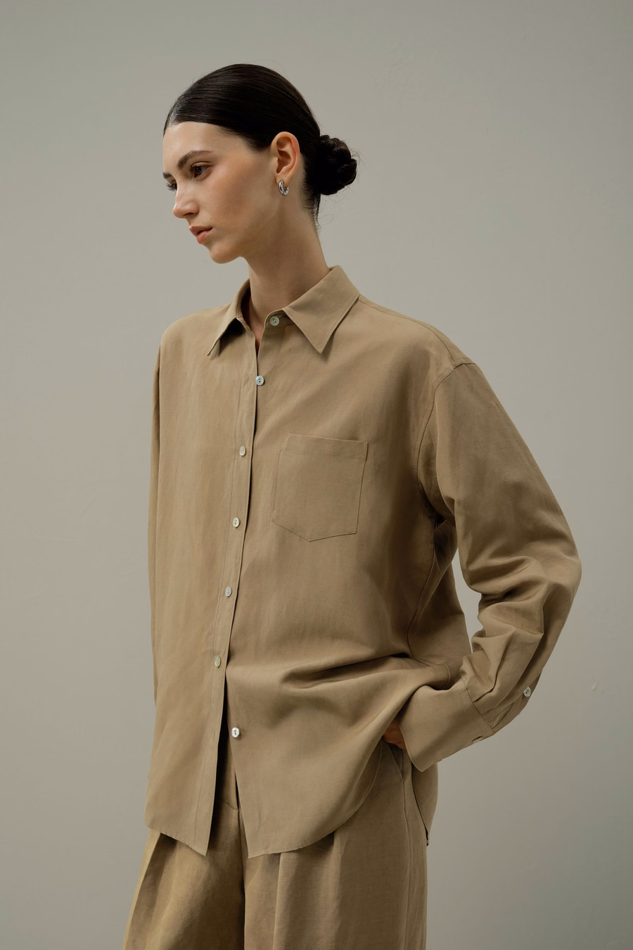 Oversized Silk-Linen Blend Shirt