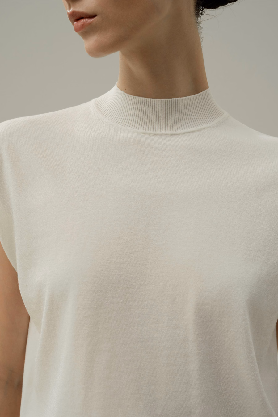 Mockneck Silk Cotton Blend Top