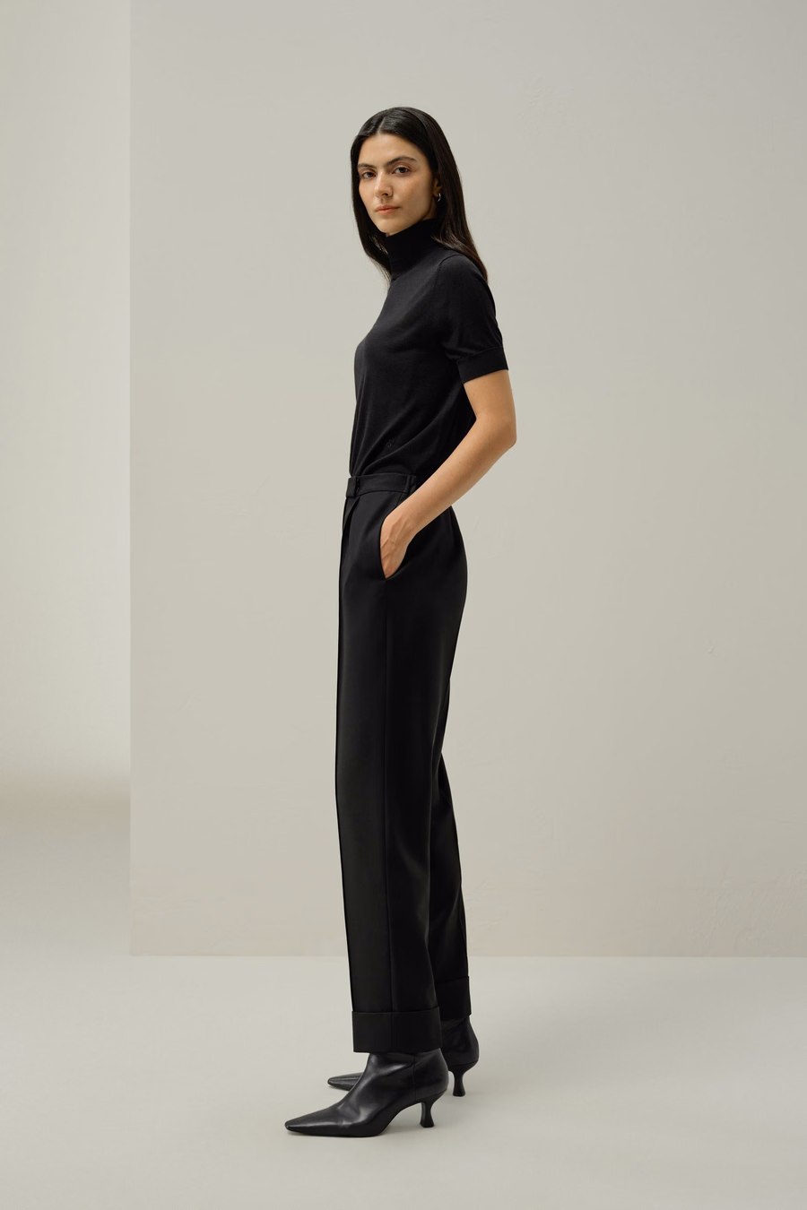 Front Pleated Silk-Wool Trousers