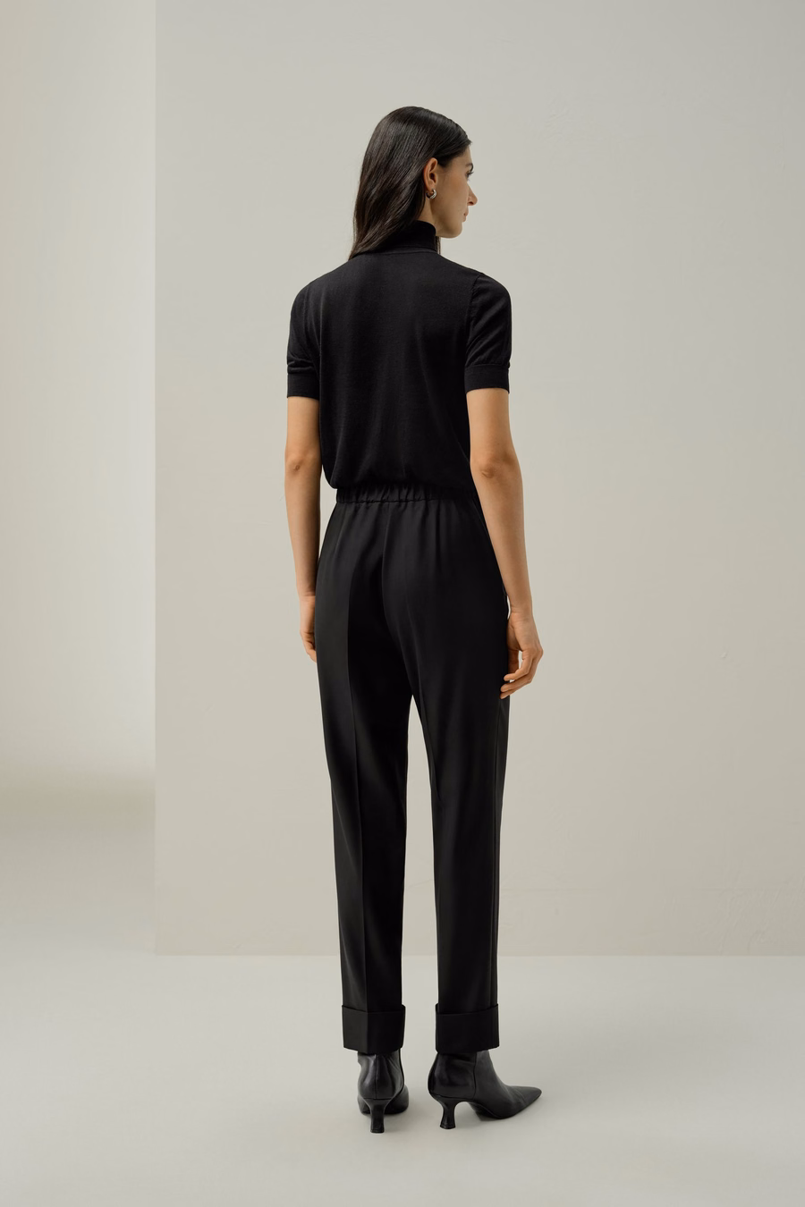 Front Pleated Silk-Wool Trousers