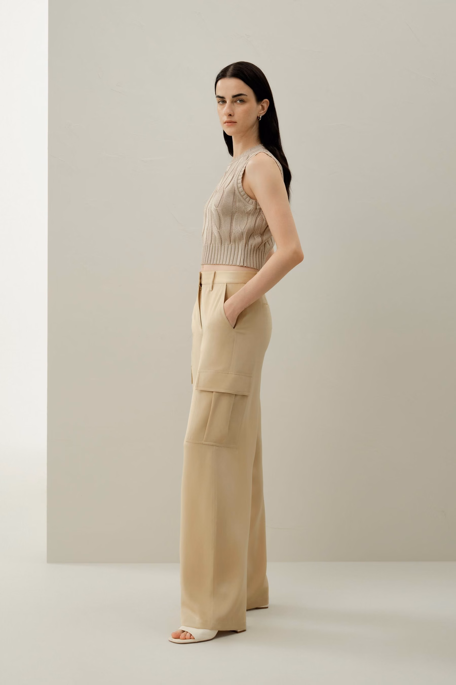 Silk Crepe Cargo Pants