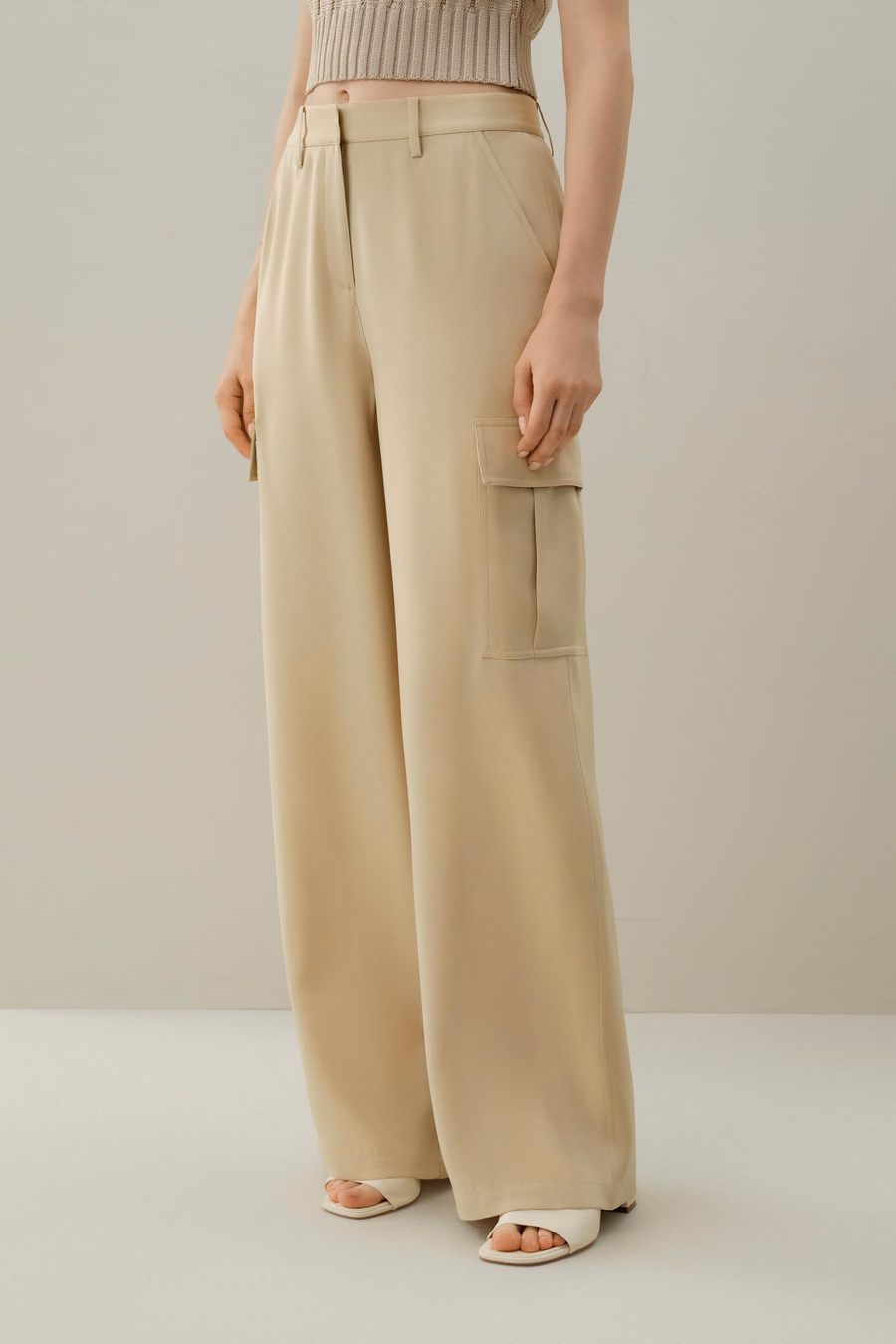 Silk Crepe Cargo Pants