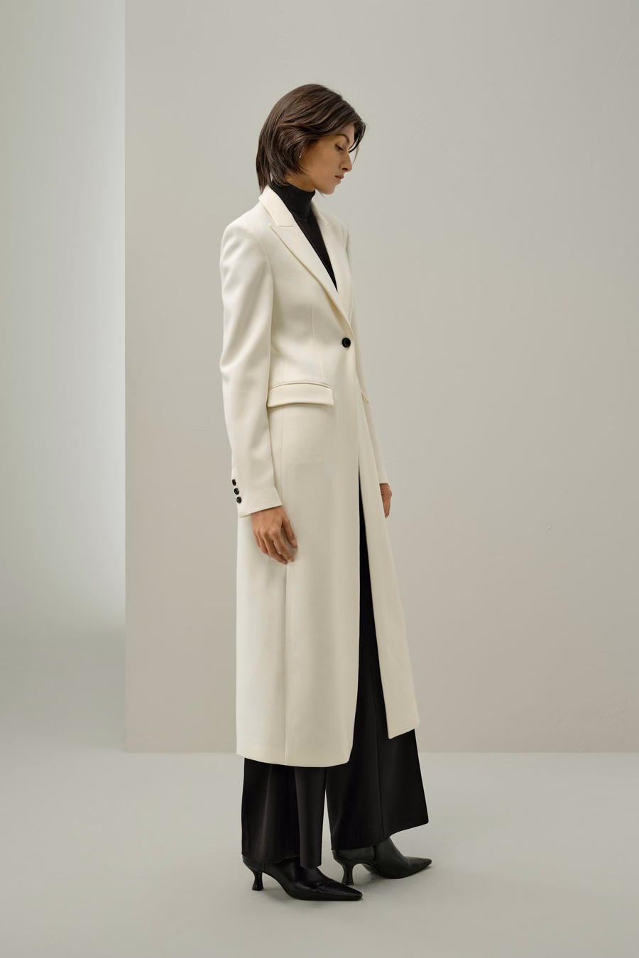 Silk-Wool Tweed Slim Fitted Coat