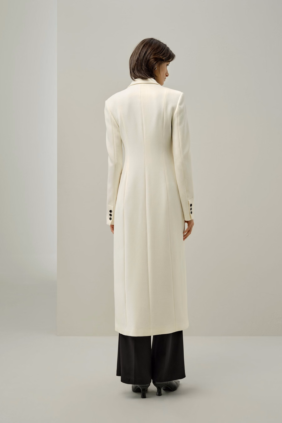 Silk-Wool Tweed Slim Fitted Coat