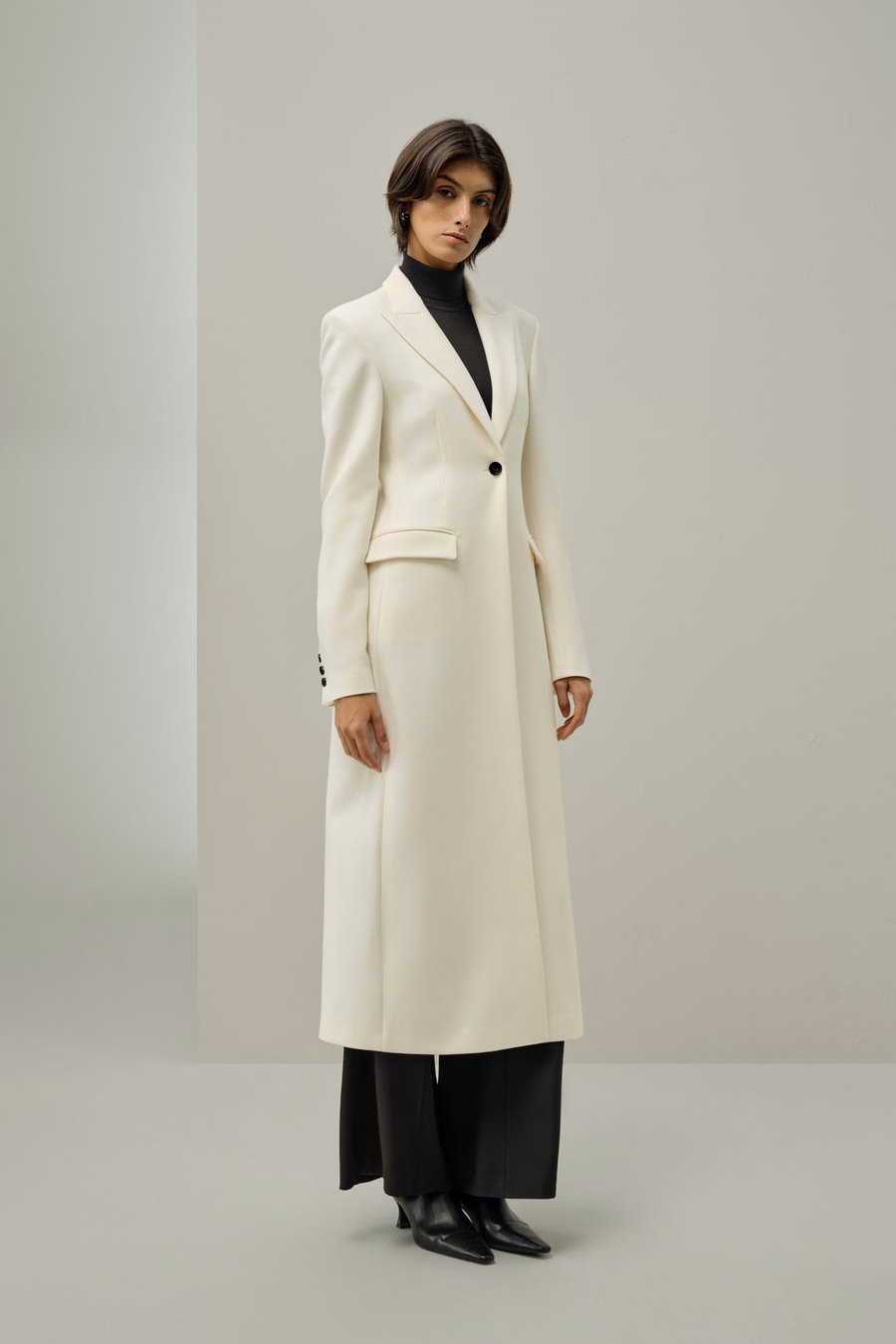 Silk-Wool Tweed Slim Fitted Coat