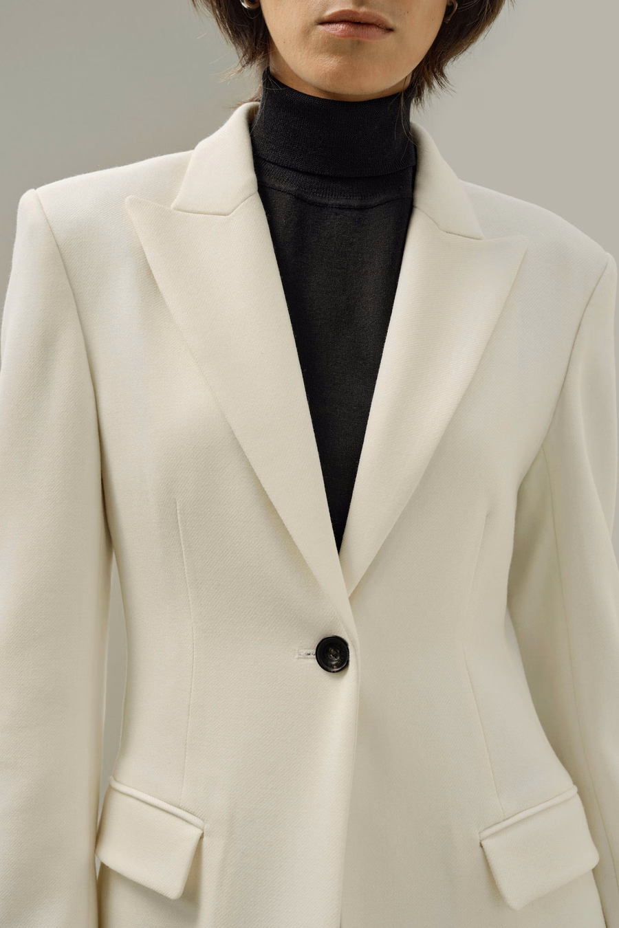 Silk-Wool Tweed Slim Fitted Coat
