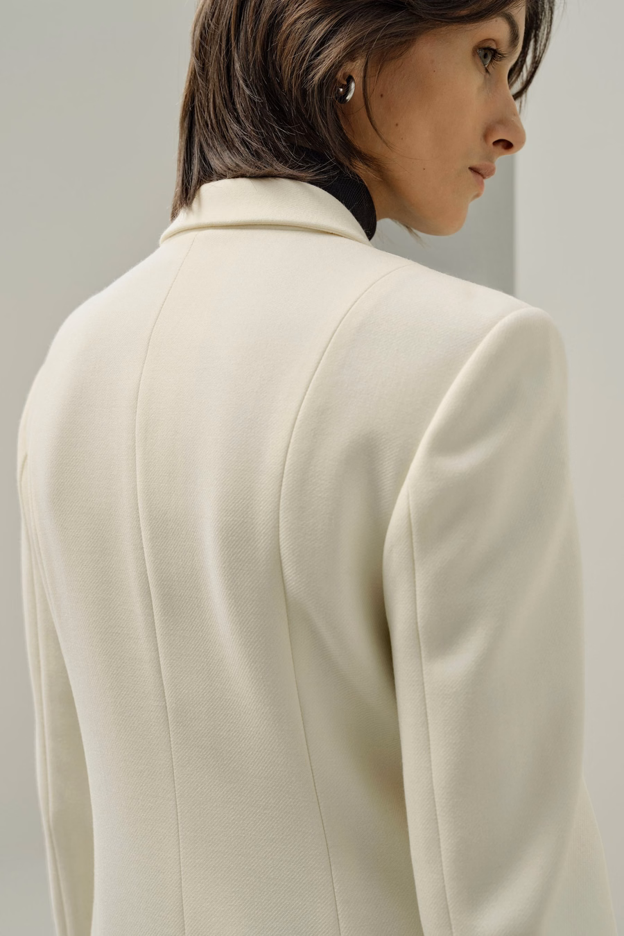 Silk-Wool Tweed Slim Fitted Coat