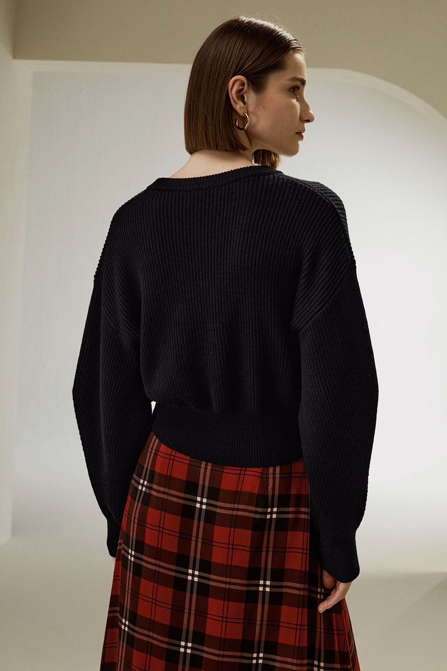 Round Neck Drop-Shoulder Merino Wool Sweater