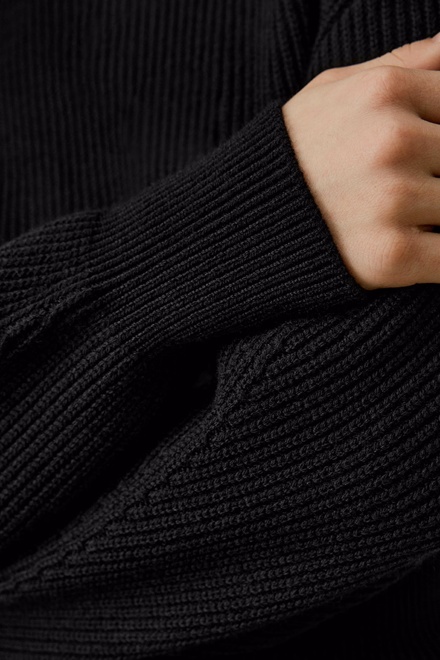 Round Neck Drop-Shoulder Merino Wool Sweater