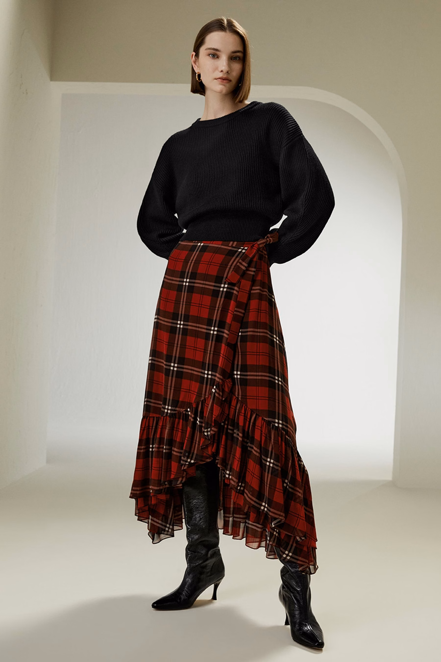 Round Neck Drop-Shoulder Merino Wool Sweater
