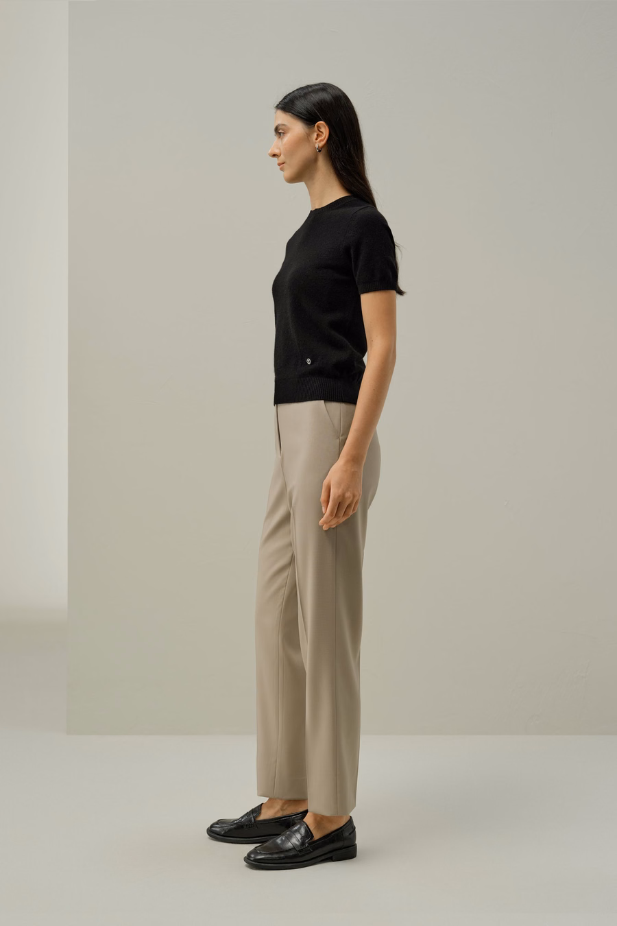 Basic silk-wool blend slim fit trousers