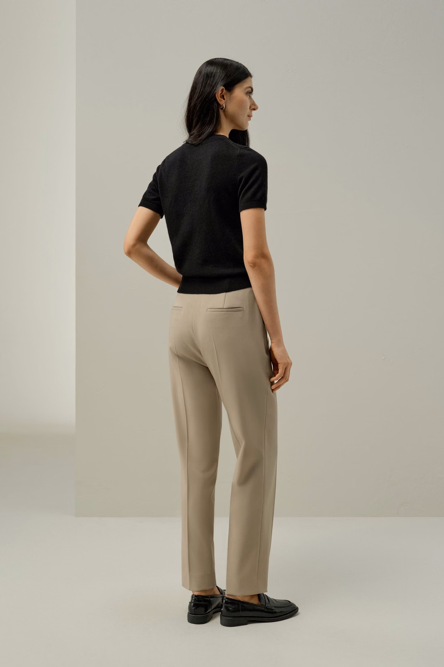 Basic silk-wool blend slim fit trousers