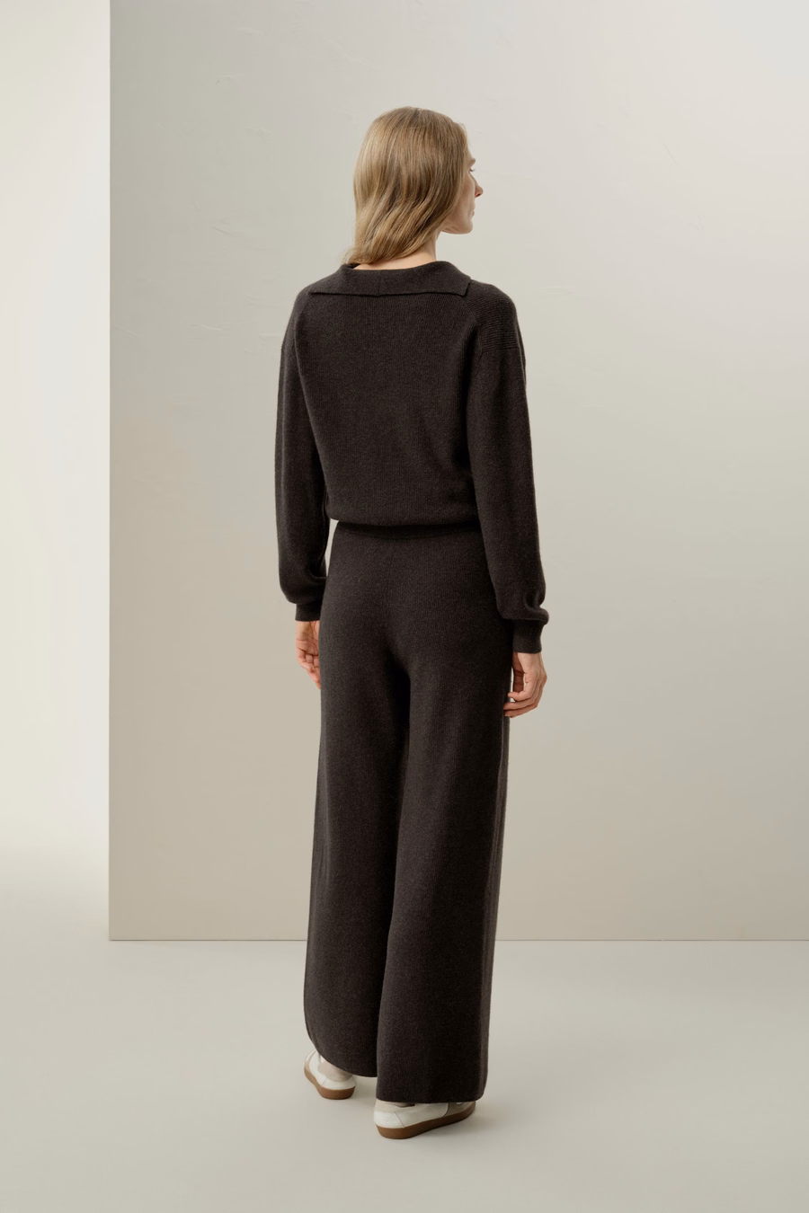 Royal Cashmere Ribbed Wide-Leg Pant