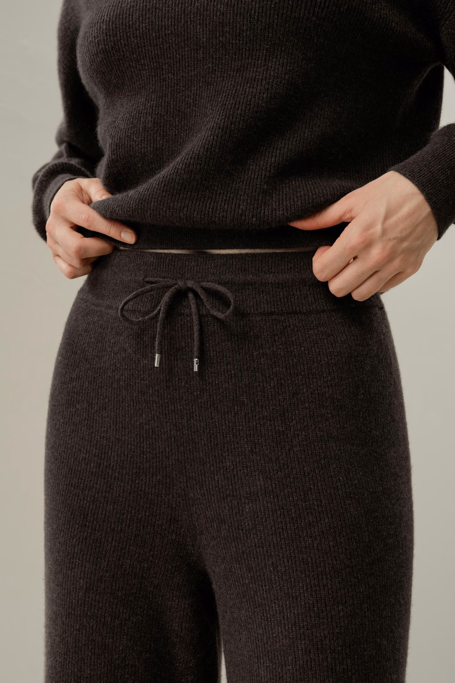 Royal Cashmere Ribbed Wide-Leg Pant