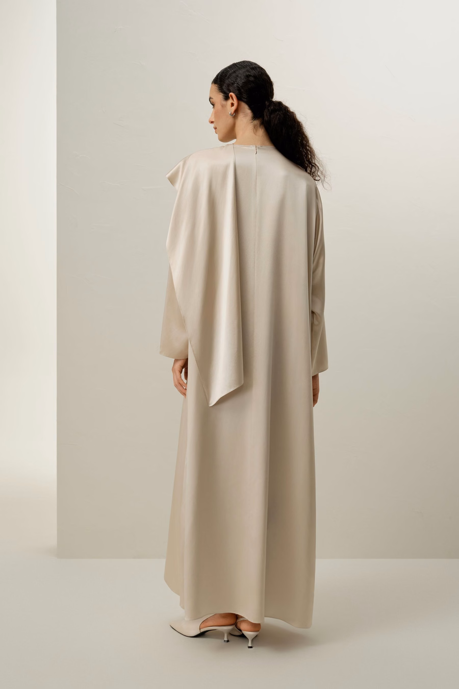 Silk Charmeuse Asymmetrical Maxi Dress