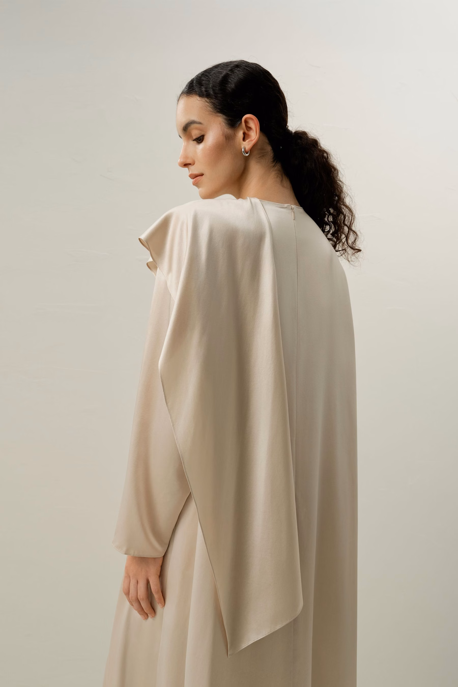Silk Charmeuse Asymmetrical Maxi Dress