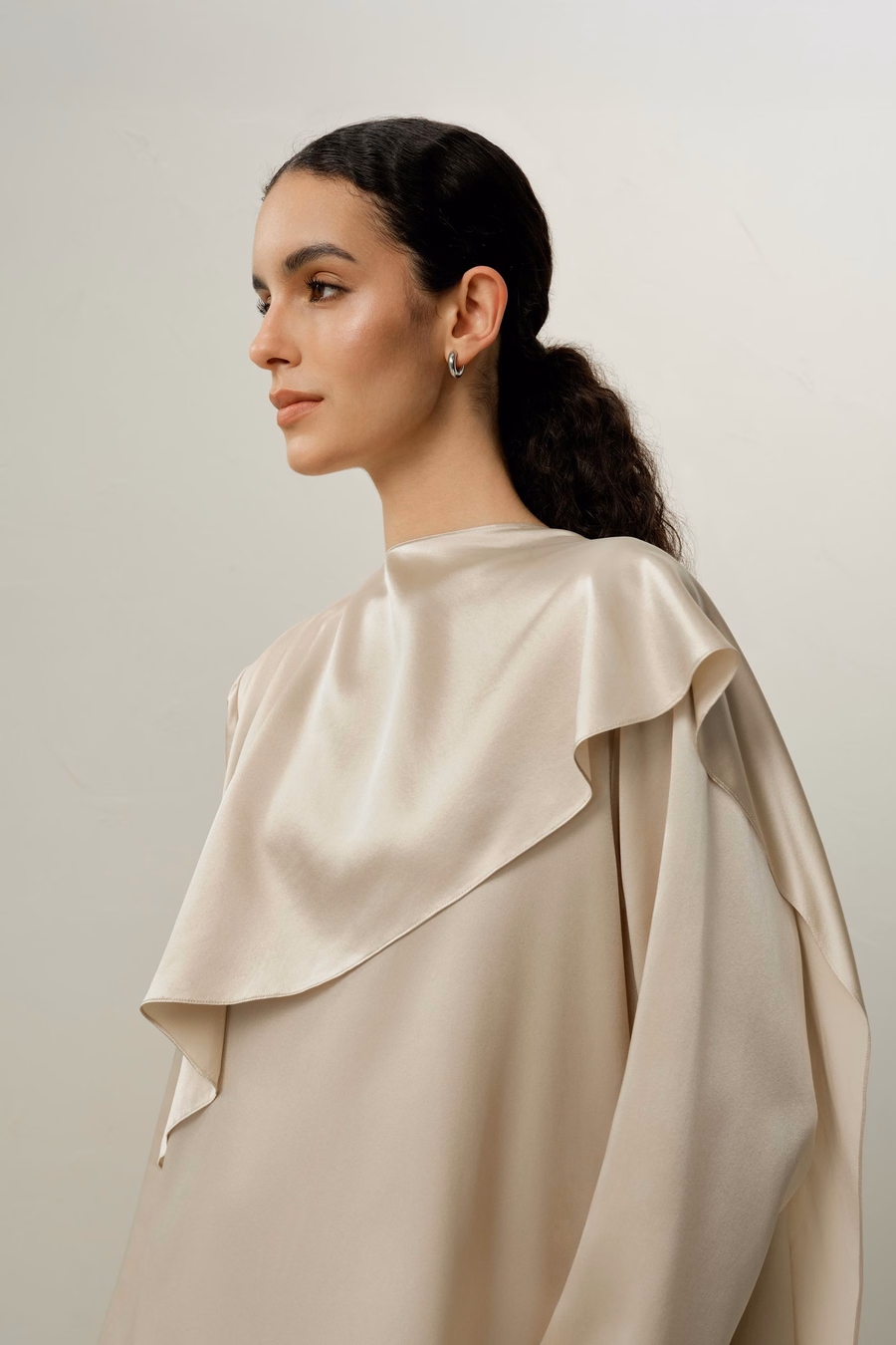 Silk Charmeuse Asymmetrical Maxi Dress