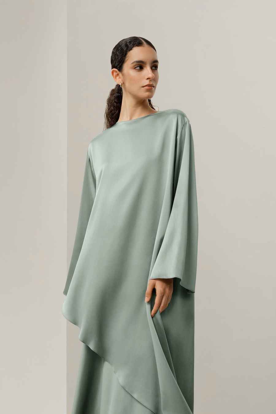 Silk Charmeuse Asymmetrical Tunic