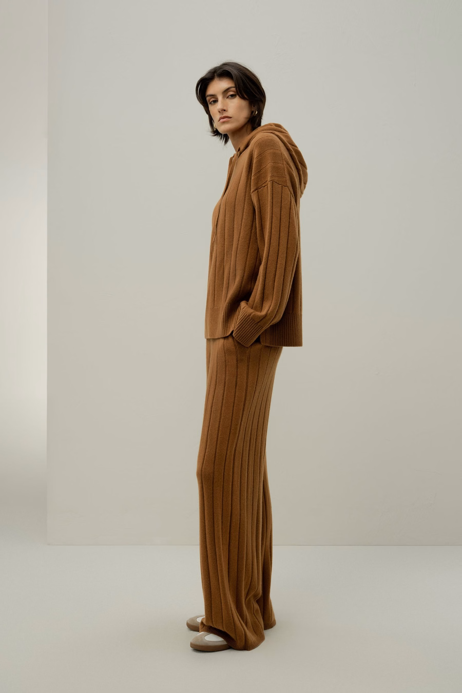 Ribbed Hooded Knit Top
