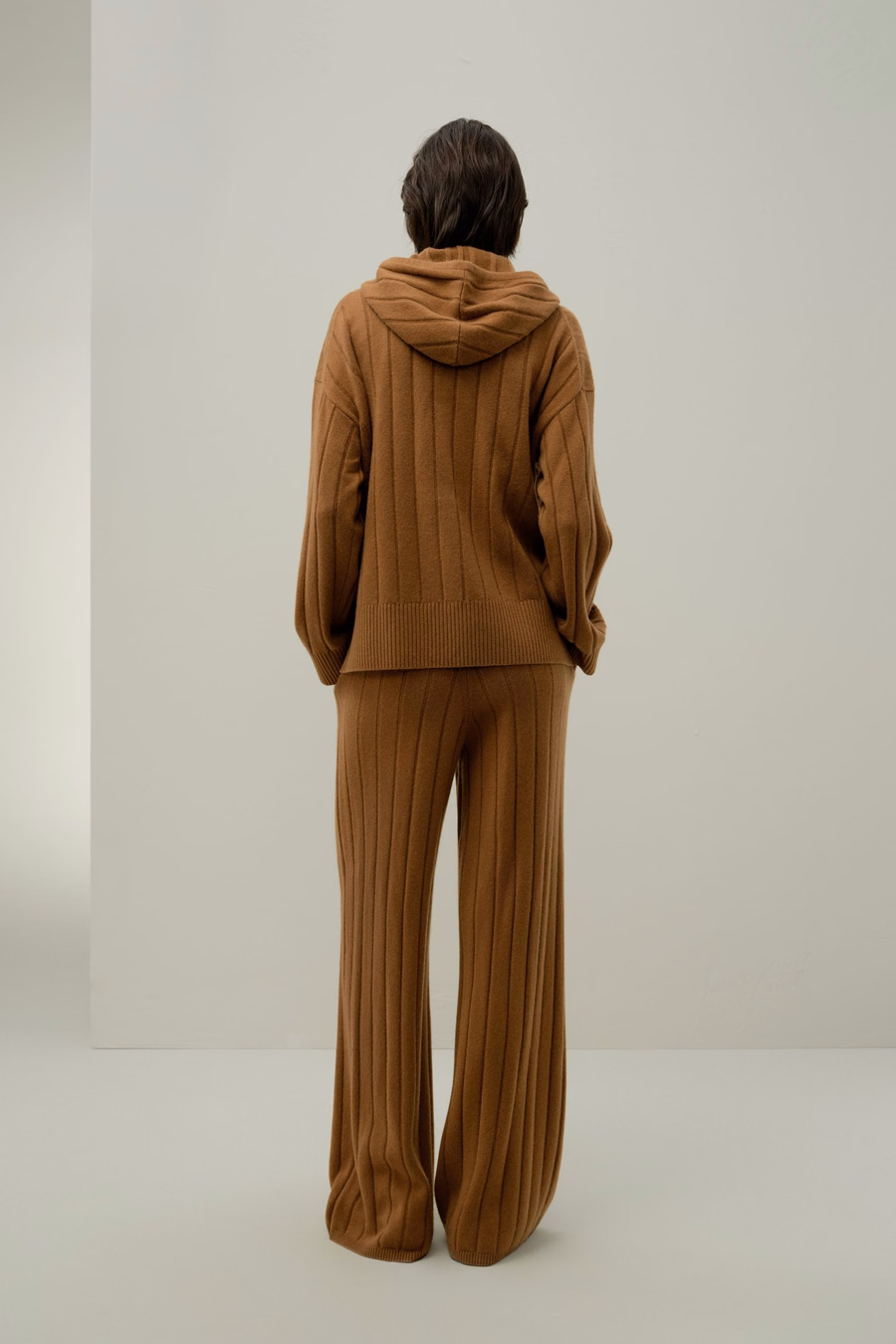 Ribbed Hooded Knit Top