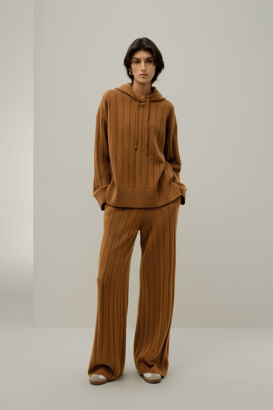 Ribbed Hooded Knit Top