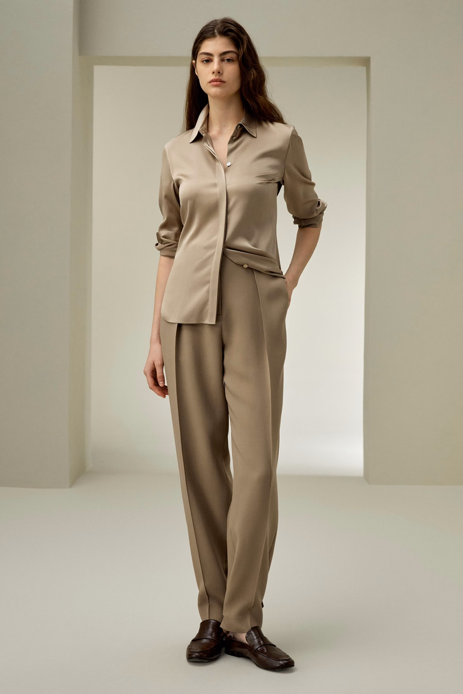Elegant Silhouette Silk Shirt