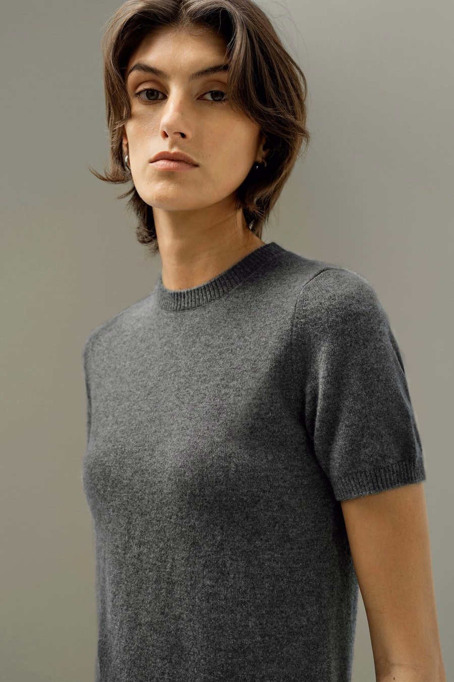 Cashmere Fitted Short Sleeve Top