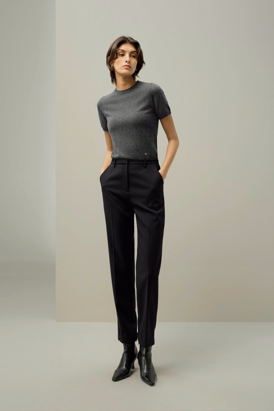 Cashmere Fitted Short Sleeve Top