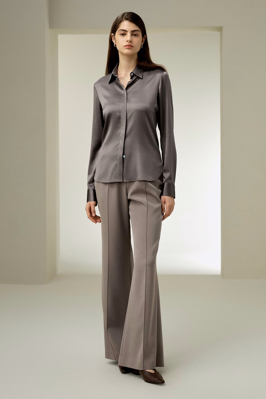 Elegant Silhouette Silk Shirt