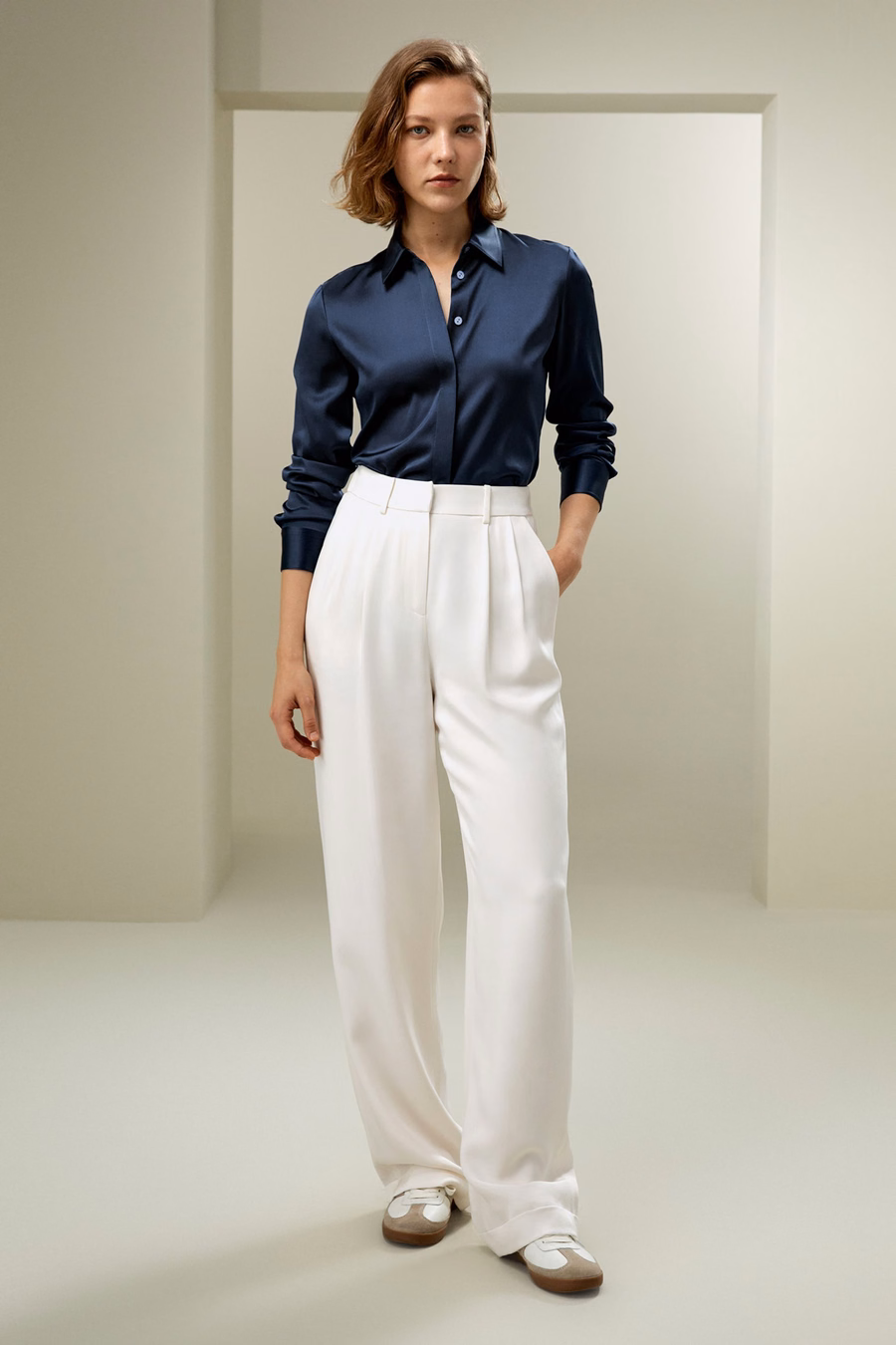 Elegant Silhouette Silk Shirt