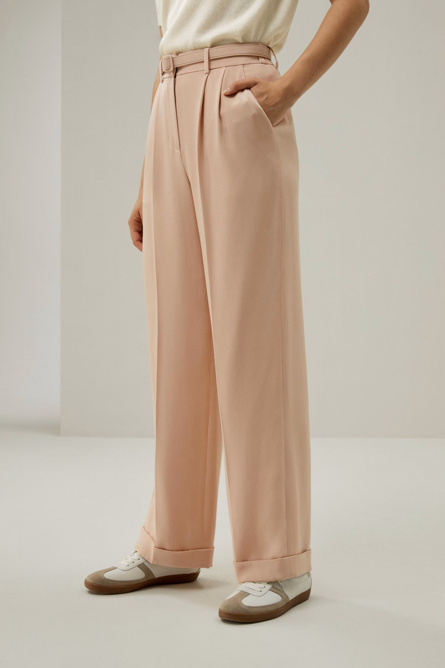 Mahogany Rose Silk Straight-Leg Trousers