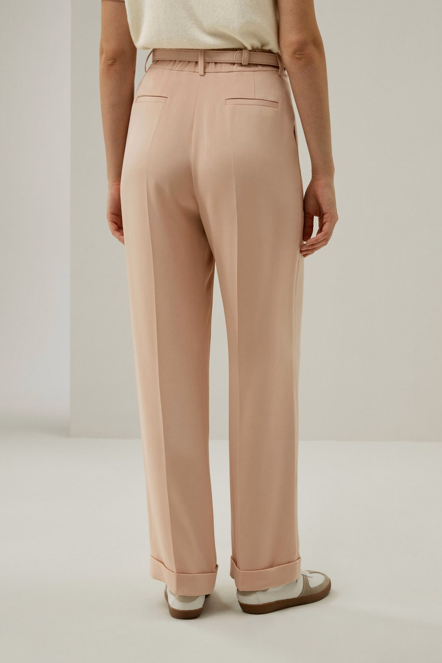 Mahogany Rose Silk Straight-Leg Trousers