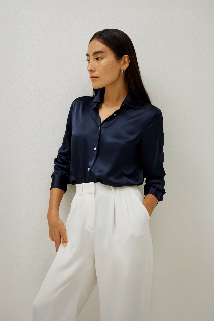Elegant Button Up Silk Shirt