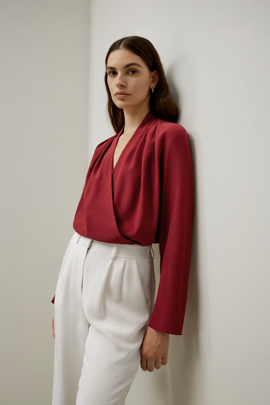 Silk Crêpe de Chine Long Sleeve Blouse