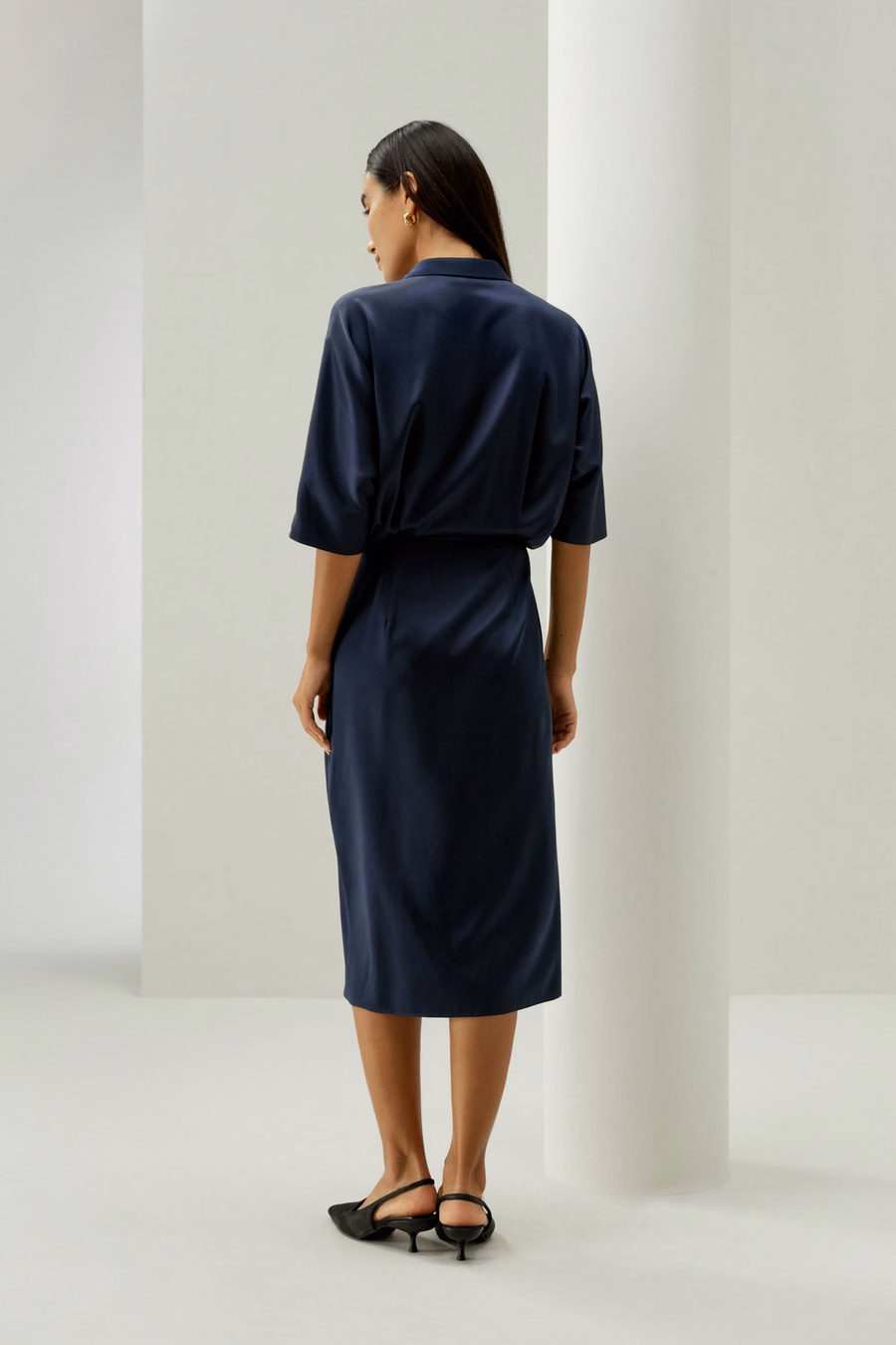 Elegant Mid-Sleeve Wrap Dress