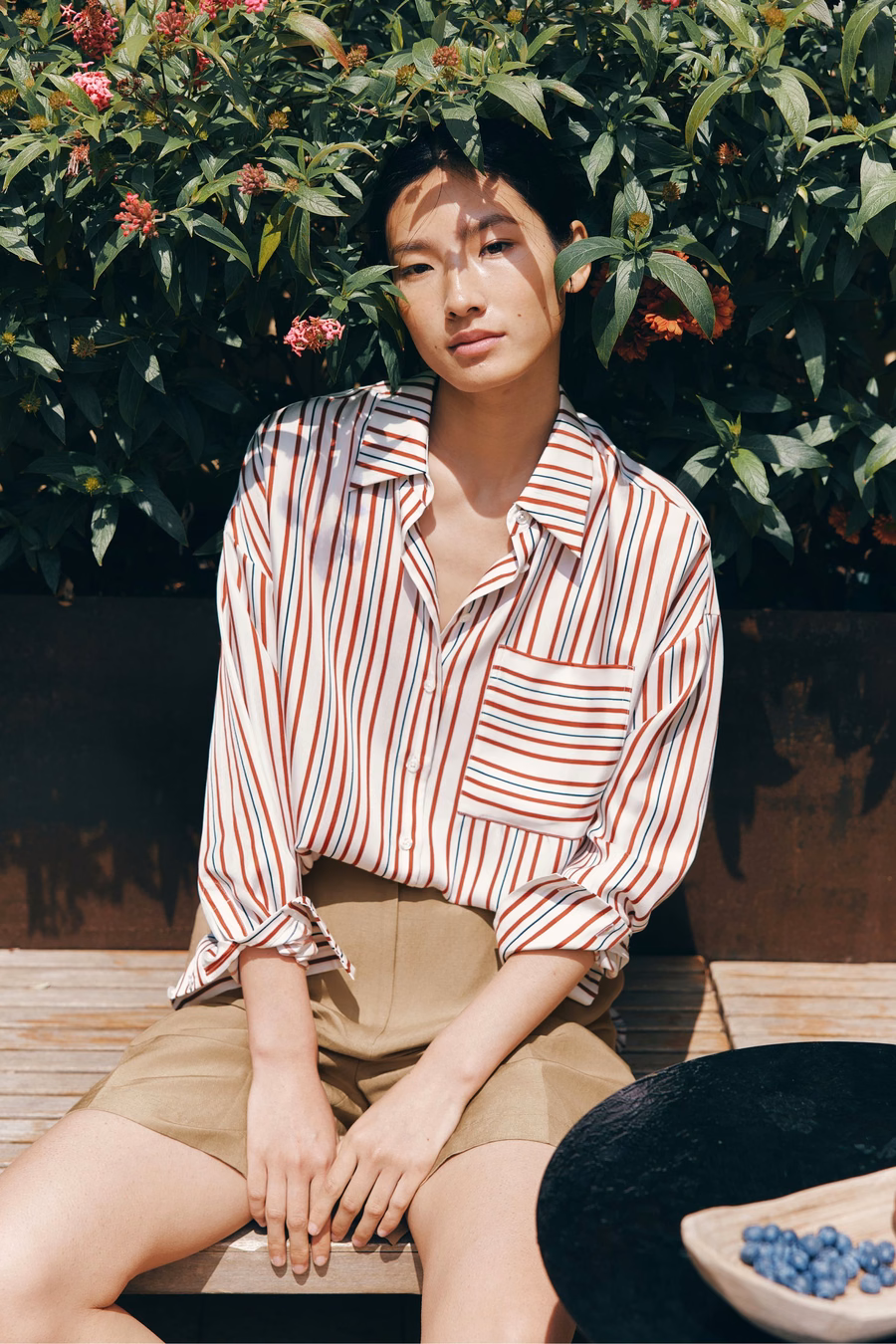 Oversized Striped Silk-Twill Shirt